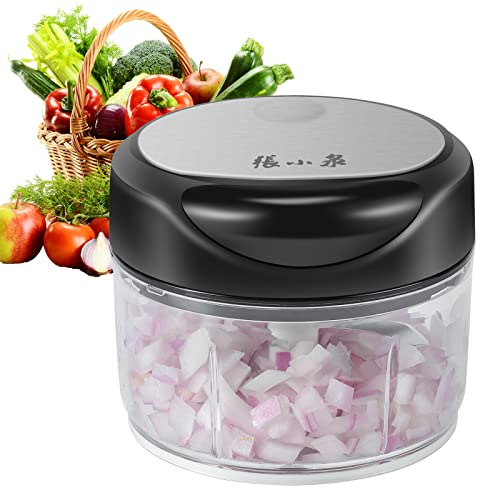 Manual Vegetable Chopper Hand Pull String Garlic Mincer Onion Cutter Manual Food Processor for Ginger, Chili, Fruit, Meat, Nuts Mini Portable Food Chopper 250ml