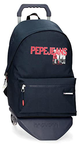Enso Pepe Jeans Dikran Zaino scuola con carrello blu 31 x 44 x 15 cm Poliestere 23,87 L, blu, Zaino scolastico con carrello