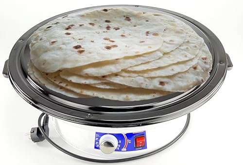 NEUDORF Selection Fladenbäcker (von IMS&T - 2000W - ØBackfläche 45 cm)/ mit Thermostat 50°C-300°C/Sac Yufka Katmer/Emaille-Beschichtung/Bakalit Griffe/ + 6 superscharfe Neudorf Gemüse- Obstmesser