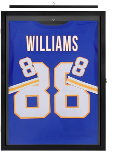 Americanflat Jersey Frame Display Case in Black - 23x31 Lockable Plexiglass Shadow Box - Jersey Display Frame for Soccer, Baseball, Hockey, Football, Basketball - Large Shadow Box Frame
