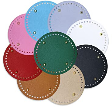 Kellegour 9 Piezas Fondo de Bolsos Bases para Bolsos de Ganchillo,Redonda Inferior de Cuero para Bolsas,Cojín Inferior de Bolso Tejido a Mano,Accesorios DIY para Bolsos de Hombro,9 colores,15 cm