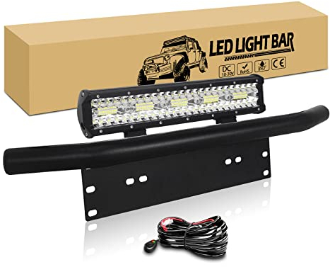 RIGIDON 15 Zoll 38cm 300W led lichtbalken mit kfz kennzeichenhalterung, 12v kabelbaum, dreireihig arbeitslichtleiste offroad scheinwerfer für Auto SUV LKW Fahrzeuge, 6000K nebelscheinwerfer