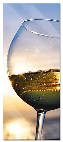 Pixxprint Glasbild Panorama, Wandbild aus Echtglas, Weingläser Meer, 100x40 cm, inkl. Aufhängung und Abstandshalter