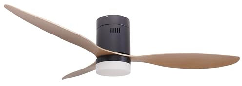 Jocca - Ventilador de Techo con Luz LED 132 cm, 3 Aspas 64 cm, Motor DC Silencioso con 6 Velocidades y Mando a Distancia, Negro