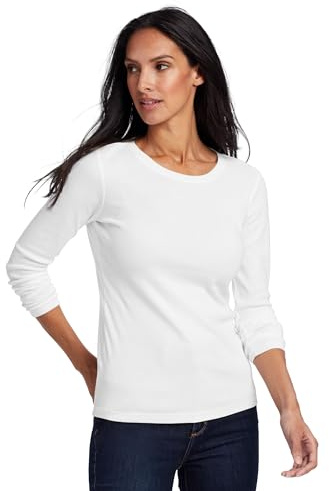 Eddie Bauer Women's Favorite Long Sleeve Tee Crewneck T-Shirt, White, Small