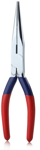 GOLD DEER Alicates de punta de aguja de 8 pulgadas de largo con cadena de mandíbula dentada, alicates de punta lateral, mini alicates de punta larga para hacer joyas, doblar alambre y cortar cables