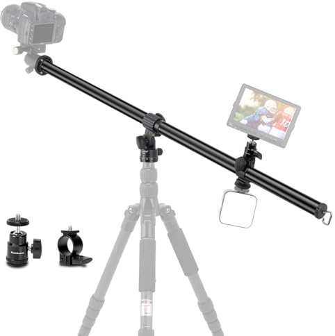 Koolehaoda Brazo de extensión de trípode 83 cm, brazo de extensión horizontal central, tubo 28 mm, base giratoria 360° para fotografía superior y macro, carga hasta