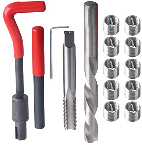 DAYUAN Kit de reparación de roscas M14 x 1,25 mm, herramientas de reparación de rosca, kit de inserción de alambre, juego de herramientas manuales compatibles para reparación de automóviles