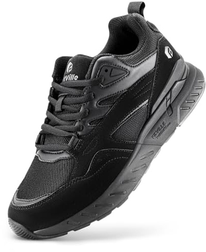 FitVille Women's Walking Shoes Wide Width Womens Sneakers Extra Wide Walking Shoes for Women - Rebound Core V9 (8.5 Wide, Jet Black)