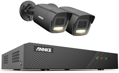 ANNKE Set di telecamere di sorveglianza 3K/5MP per esterni, 2 telecamere IP PoE 3K con riconoscimento intelligente delle persone e riconoscimento del veicolo, 8CH PoE NVR per videosorveglianza 24/7