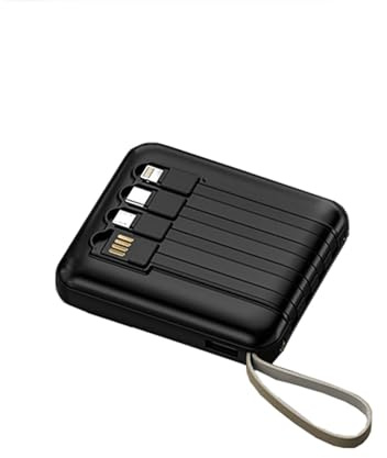 20000 mAh Power Bank bärbar batteriladdare, snabb laddning, snabbladdning av powerbank mobiltelefon, 4 mobila strömkablar (svart)