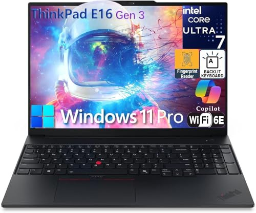 Lenovo Computer portatile ThinkPad E16 con Intel Ultra 5 225H, per uso quotidiano a casa, Lifetime Office 365, (16 GB DDR5, SSD da 1 TB), tastiera retroilluminata, lettore di impronte digitali