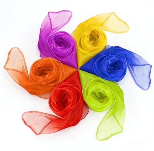 Bettli 6 Pcs Sensory Scarves Colorful Scarves children's Dance And Juggling Scarves Sports Square Scarves Magic Scarves Silk Scarves