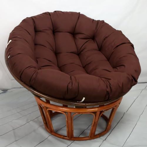 Coussin de chaise marron - 80 x 80 cm - Coussin de sol rembourré pour chaise suspendue - Rond en rotin - Coussin de jardin confortable et élégant