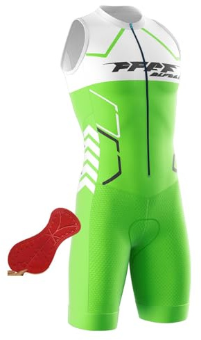 FFFF & OLFEH Tri-Costume d'une pièce,Homme Pro Trifonction Manches Courtes Sports de Plein Air Vêtements de Triathlon, pour Course À Pied, Natation, Cyclisme Body (P1,L)
