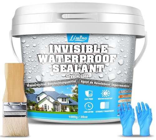 Transparenter Wasserdichter Beschichtungsmittel - 1000g Wasserbasis Dichtmasse Wasserdicht, Wasserschutzmittel im Innen und Außenbereich, Flüssigkunststoff Abdichtung für Dächer, Wände, Badezimmer