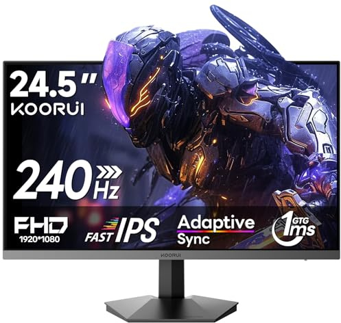KOORUI Écran de Jeu 24,5 Pouces, écran Full HD 240 Hz, Dalle IPS Rapid 1920 x 1080, DisplayPort 1.4 et HDMI 2.0, câble HDMI 2.0, HDR400, Noir（2026）