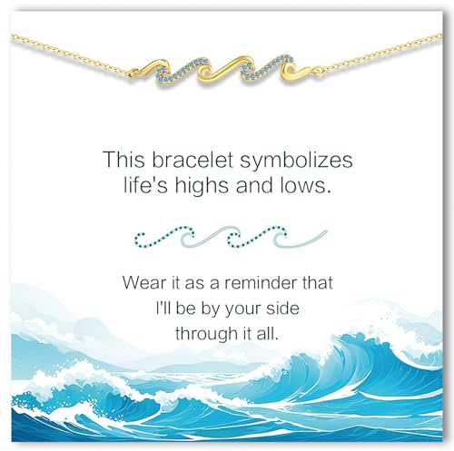C-leen Gifts for Women Birthday Unique, 14K Gold Plated Wave Bracelet Birthday Gifts for Friends Mom Daughter
