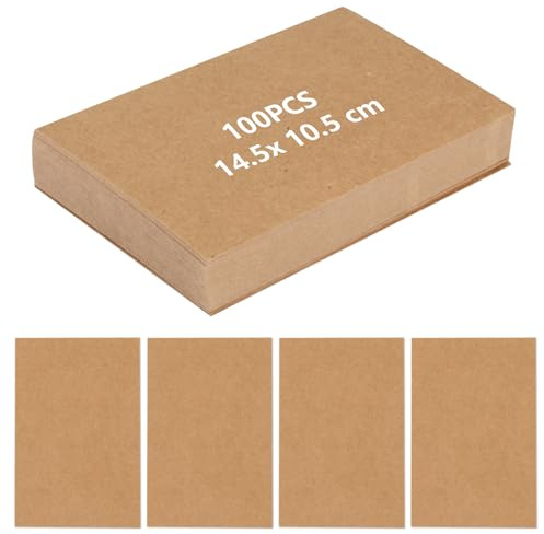 100 stycken bruna tomma vykort för egendesign, indexkort blanka A6-papperskort för märkning, kartongpapper pysselkartong för utskrift gör-det-själv (145 x 105 mm)