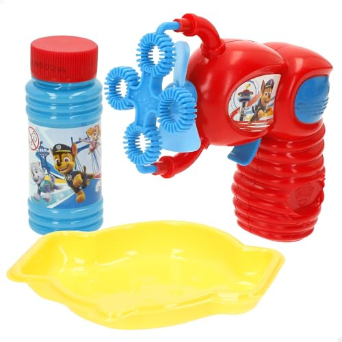 ColorBaby Paw Patrol Pistolet à Bulles de Savon électrique, Pot de 50 ML, bac à Savon, Design coloré, Marshall, Chase, Sky, Jeux extérieurs, activités pour Enfants à partir de 3 Ans (39137)