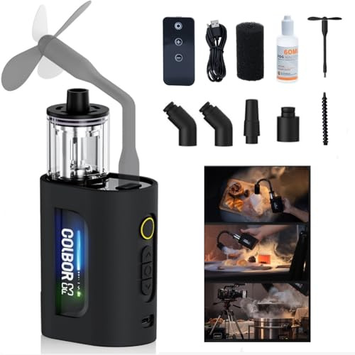 COLBOR CF3 macchina per fumo con telecomando, macchina per fumo portatile con dispositivo di protezione basculante a 60° per fotografia, mini fog smoke machine per produzione video, Halloween, cosplay