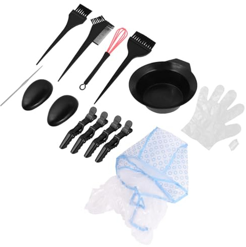 Healvian Kit de Coloration Capillaire 15 Pièces Outils de Teinture pour Cheveux Professionnels et Domestiques Bol Peigne Brosse Fournitures de Teinture pour Mèches et Reflets
