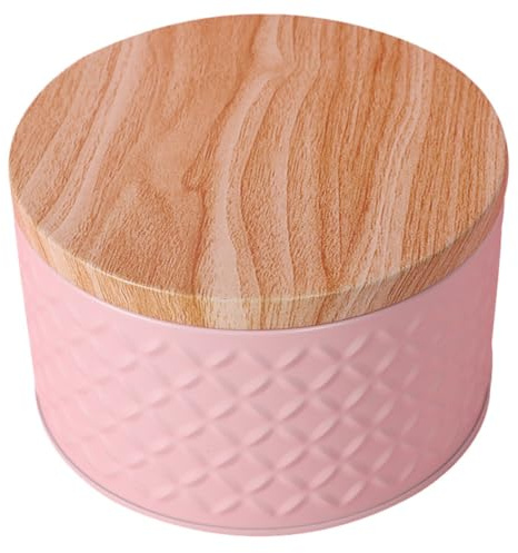SUPVOX Caja Redonda de Hierro para Snacks y Dulces con Tapa, Fácil de Usar, Estilo Adorable para Almacenamiento en Casa y Panadería