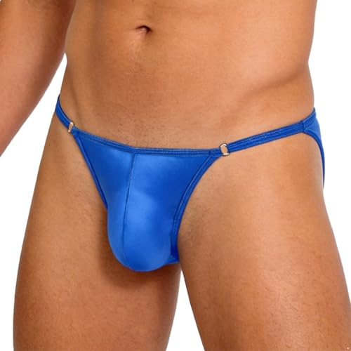 Agoky Mäns kalsonger tanga underkläder transparent underkläder tanga stringtrosor stringtrosor baddräkt strings ouvert öppen sexiga underkläder blå en storlek