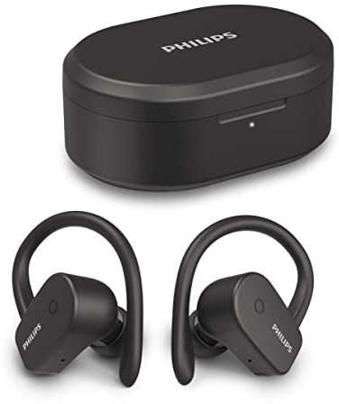 Philips Audio In Ear Kopfhörer Bluetooth Sportkopfhörer Kabellos (Mono-Modus, Mikrofon, 6-mm-Neodym-Treiber, IPX7 Wasserfest, Schnellladung, Abnehmbarer Ohrbügel) Schwarz, einheitsgröße, TAA5205BK/00