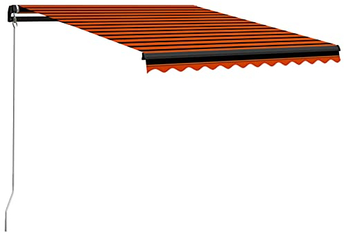 Festnight Markise Einziehbar Handbetrieben mit LED Wasserabweisend Balkonmarkise Gelenkarmmarkise Sonnenschutz Terrasse Balkon Aluminium 350x250cm Orange Braun