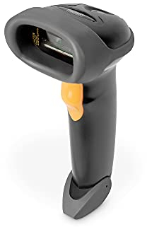 DIGITUS DA-81001 – 1D Barcodescanner – Bidirektional Handscanner – 200 Scans/s – 30 cm Scanweite – 2 m Kabel USB-RJ45 – IP54 – Ergonomischer Griff – Strichcodes: EAN, UPC, Code-39 – Schwarz/Grau
