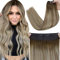 Fshine Fish Line Extensions Echthaar Dunkelbraun bis Aschbraun Highlight Mittelblond 30cm Echthaar Extensions mit Draht 70g Secret Haarextension Farbe 3 8 22