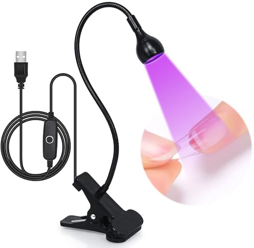 Vishine Lampe UV Ongles Gel Pose Americaine, avec Tête Ajustable, Lampe de Colle UV Ultraviolette Professionnel pour Convient pour la Manucure Doigts Secs, USB Utraviolette, Rotative à 360 °