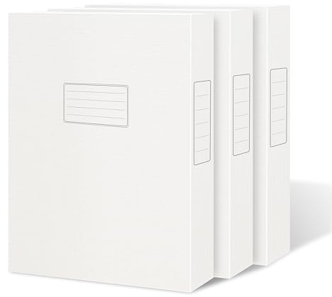 JiaWei 3 Stück 4 cm Breit Sammelbox A4 mit Magnetisch Deckel, aus 1800 g/m² Extra Starkem Karton für DIN A4 format, Mit auswechselbaren Etiketten - Weiß