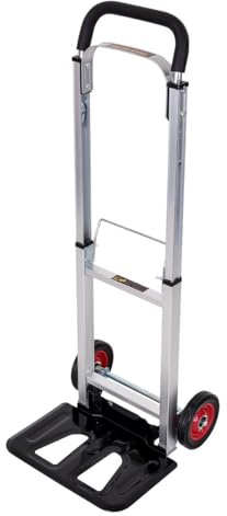 TOUGH MASTER Folding Hand Truck 90 kg Capacity Aluminium Framed with Steel Platform Folding Trolley on Wheels with Extendable Handle