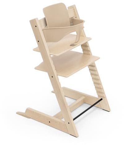 Trona Tripp Trapp de Stokke, Natural - Incluye Silla + Baby Set 2 para Niños de 6 a 36 Meses - Ajustable, Ergonómica y Fácil de Limpiar