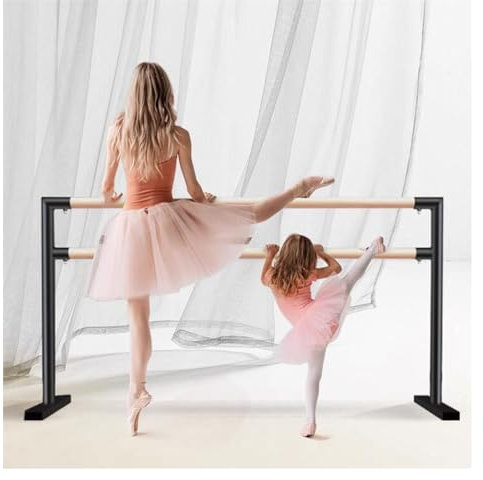 KUANGGE Ballettstång, höjdjusterbar dansstång 84–120 cm, oberoende bärbar balettstång för stretchövningar för barn och vuxna (svart 100 cm)