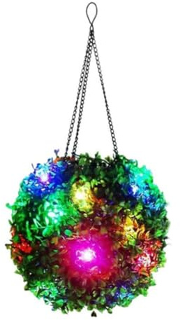 VANZACK Lámpara Solar Colgante de Bola de Hierba para Jardín Batería Recargable, Luz LED Cálida y Diseño de Plástico Resistente para Decoración Exterior