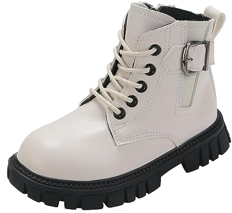 2026 - Botas de invierno para niñas, zapatos de moda, tacón grueso, suela suave, botines casuales, cómodos y transpirables, White, 28 EU