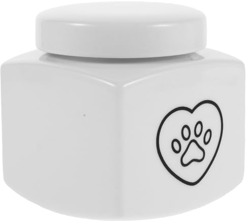 CIYODO Urna Conmemorativa para Mascotas Pequeña de Cerámica Huella de Pata en Forma de Corazón, Caja para Cenizas de Perros y Gatos, Recuerdo Funerario para Animales Pequeños,
