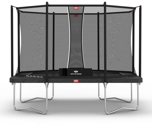 BERG Ultim Favorit Regular Trampolin | Rechteckig 280 cm | Anthrazit Grau | Mit Sicherheitsnetz Comfort | Airflow Sprungtuch | UV-beständige Randabdeckung | Robuster Stahlrahmen