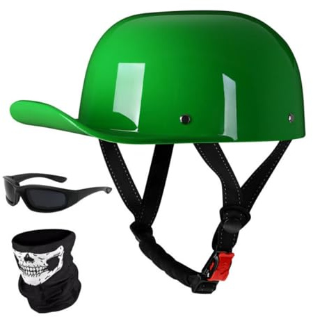 Casco Da Moto Stile Tedesco A Mezza Calotta Per Uomo E Donna, Omologato ECE 22.06, Casco Jet Retrò Per Moto, Berretto Da Baseball Per Scooter, Ciclomotori E Cruiser Da Strada. G,XL/(61~62cm)