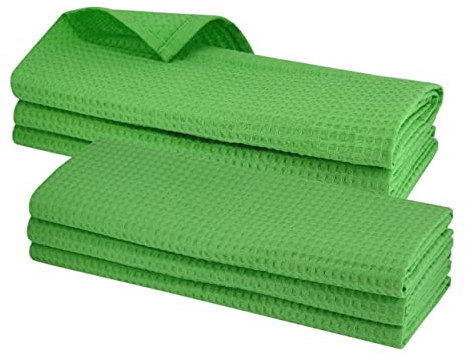 6 intensiv-grüne Geschirrtücher aus 100% Baumwolle/Waffel-Piqué/Apfelgrün/Küchentuch/Putztuch/Handtuch/Geschirrtuch/sattes grün