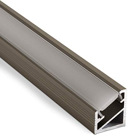 5 Stück LED Profil-66 Edelstahloptik mit opalfarbiger Abdeckung 2000 x 14,5 x 16,5 mm für LED Streifen Aluminium Eckprofil Stripes von SO-TECH®
