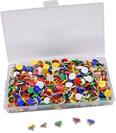 YOFASEN 500 Stück Reißzwecken Farbig - 10 x 9MM Kunststoffummanteltes Metall Reißnägel für Wandkarten, Fotos, Rot * Gelb * Blau * Grün * Weiß / 500 Stück