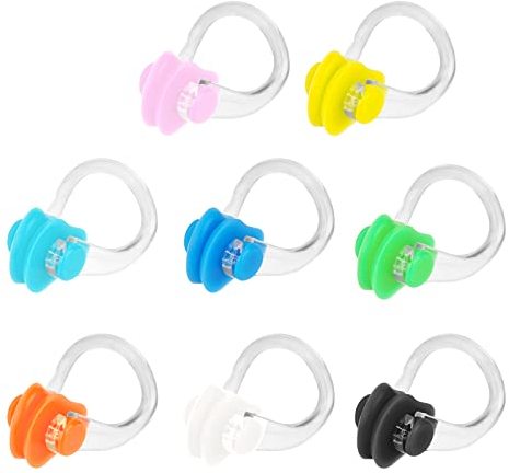 SAVITA 8 Stück Schwimmen Nase Clip wasserdichte Nasenklammer Nasenclip Nasenschutz für Kinder 7+ und Erwachsene, Mehrfarbige Verpackung