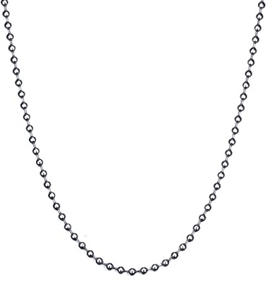 VNOX Collar de cadena con placa de perro, cadena militar de acero inoxidable para hombres y mujeres, collar de bolas de cuentas de 50 a 76 cm, Acero inoxidable Acero inoxidable Soporte de aleación de