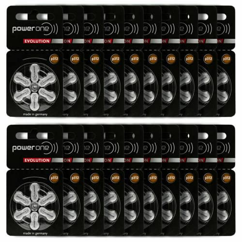 Power One Evolution Size 312 Hearing Aid Batteries - 1.45V Zinc Air with Improved Battery Life (120 Batteries)