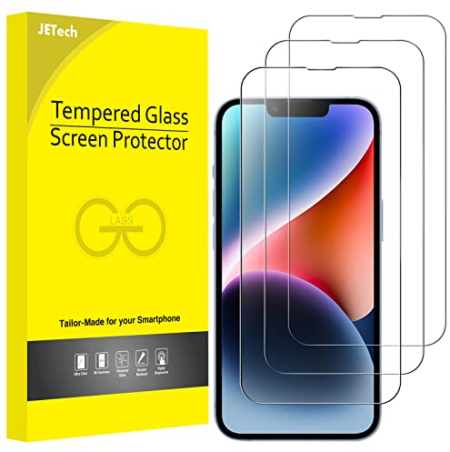 JETech Full Coverage Screen Protector for iPhone 16e 2025, iPhone 14 6.1-Inch, 9H Tempered Glass Film Case-Friendly, HD Clear, 3-Pack