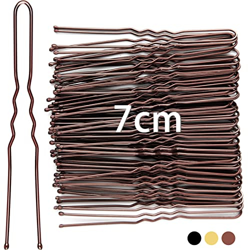 Mbsomnus 7cm Pince Cheveux 50 Pièces Pince Chignon en Forme de U épingles à Cheveux Pince Cheveux Métal Forme de Grande Barrette Cheveux Femme,Pins Kit pour Femmes Filles et Salon de Coiffure (Marron)